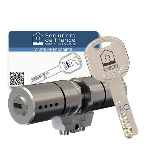 Cylindre monobloc Locxis FORTE 50-50 Serruriers de France® compatible Fichet Forges P101-P132-P102 - 4 clés brevetées